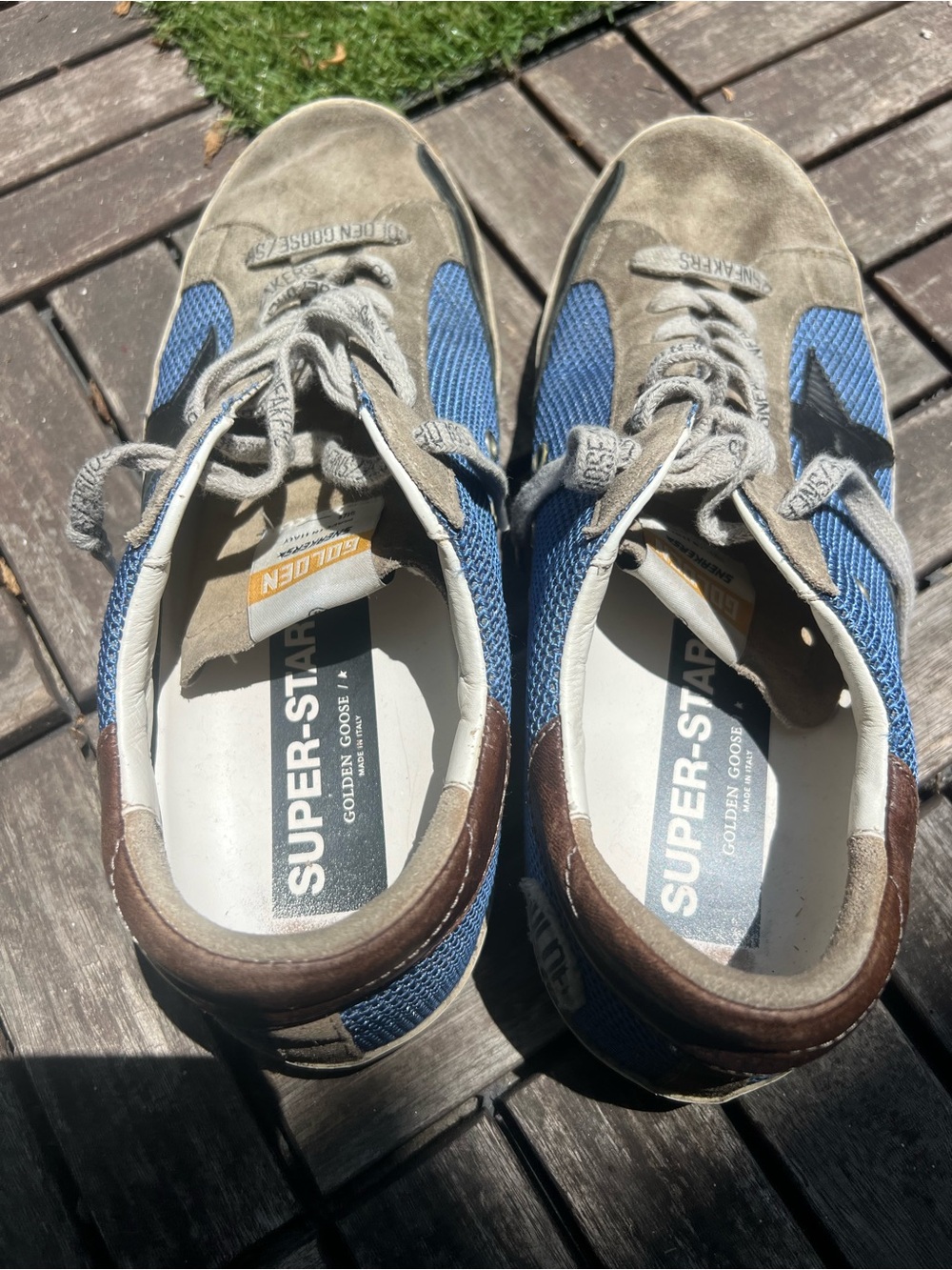 Golden Goose Men’s Blue Mesh & Gray Suede Star Sneakers size 43 - Picture 2 of 6
